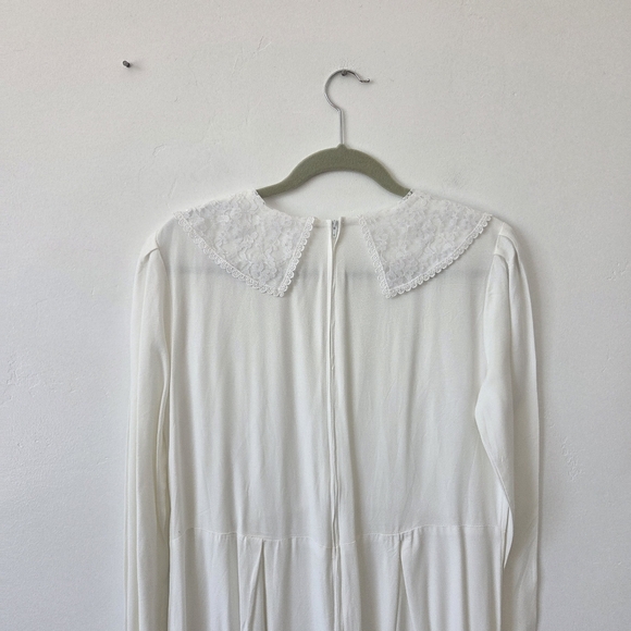 Handmade White Maxi Dress Lace Church Modest Temple Boho Grandmacore Large - Picture 8 of 8